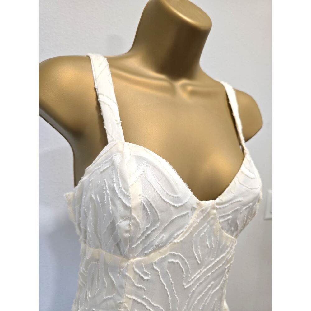 NWT Cream Babydoll Basque Waist Midi Dress Small Sleeveless Coastal Cowgirl Boho